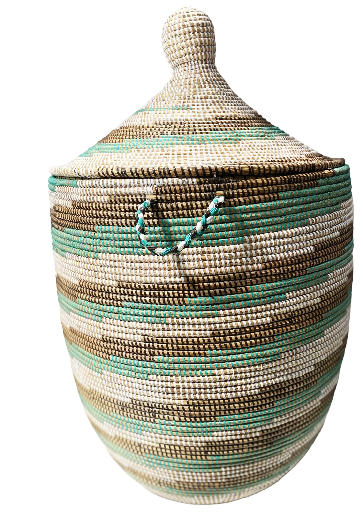 Large Basket With Lid Senegal West Africa 31" H 9 Large Basket With Lid Senegal West Africa 31" H - Image 7