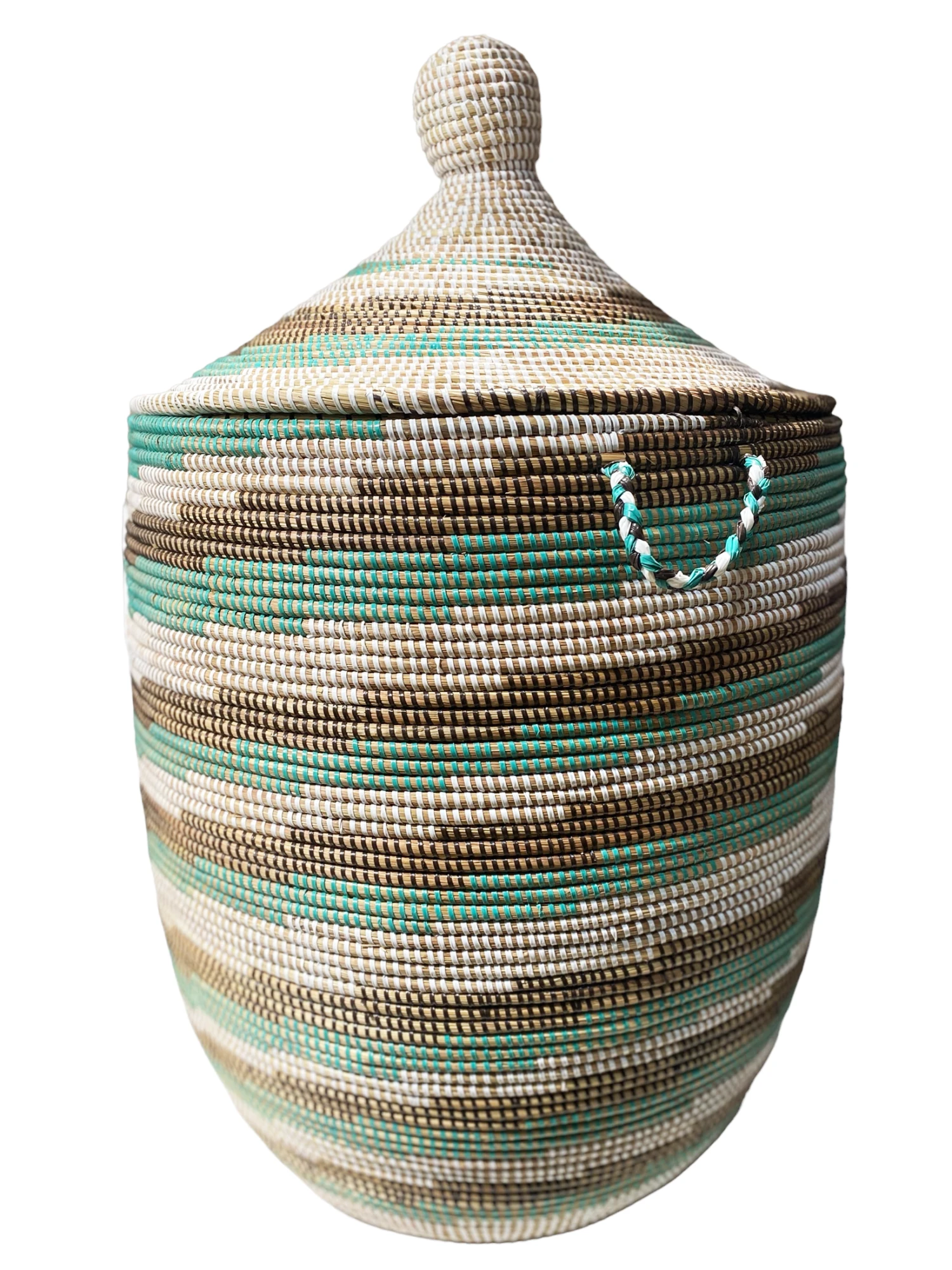Large Basket With Lid Senegal West Africa 31" H 5 Large Basket With Lid Senegal West Africa 31" H - Image 3