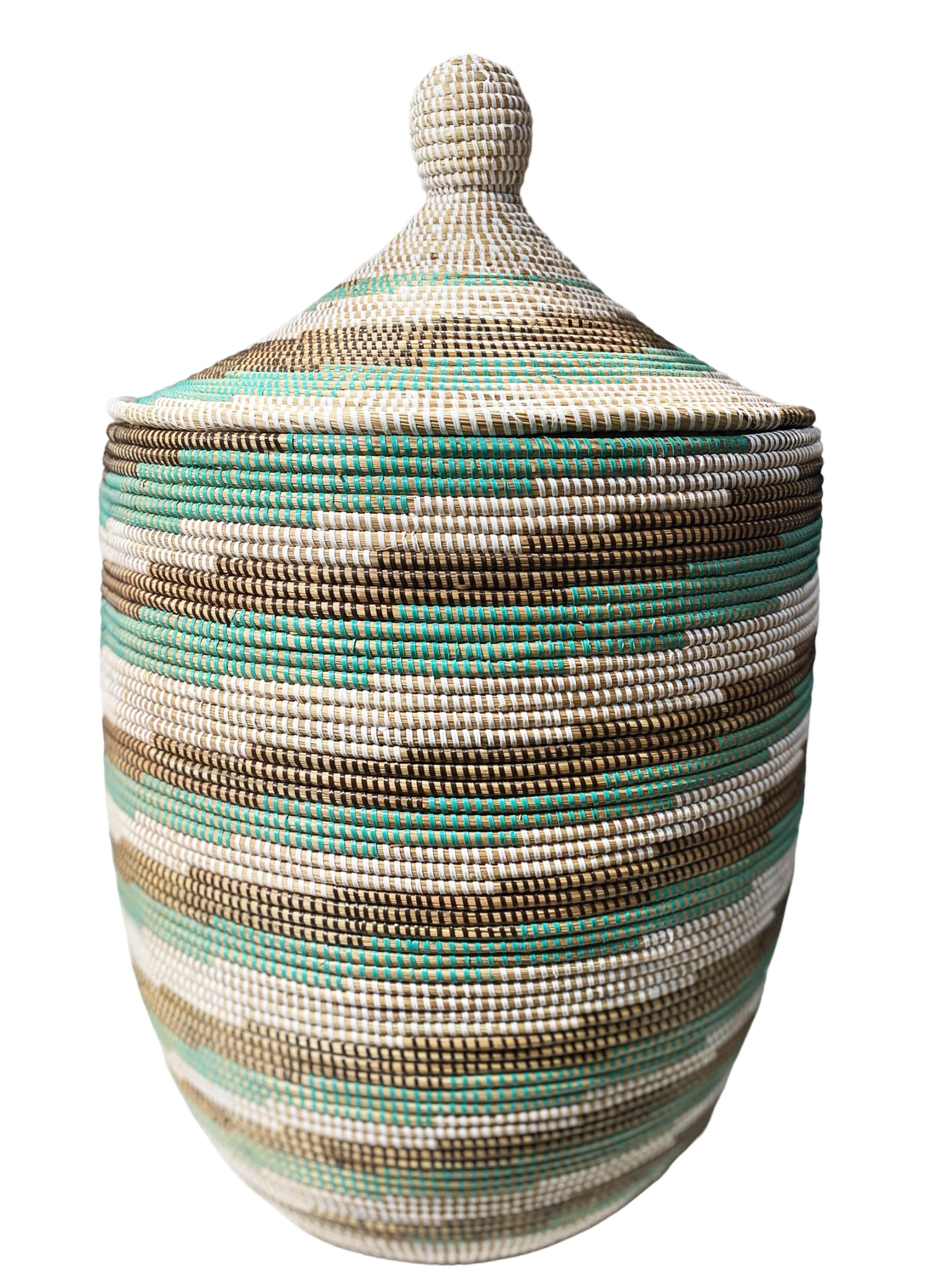 Large Basket With Lid Senegal West Africa 31" H 8 Large Basket With Lid Senegal West Africa 31" H - Image 6