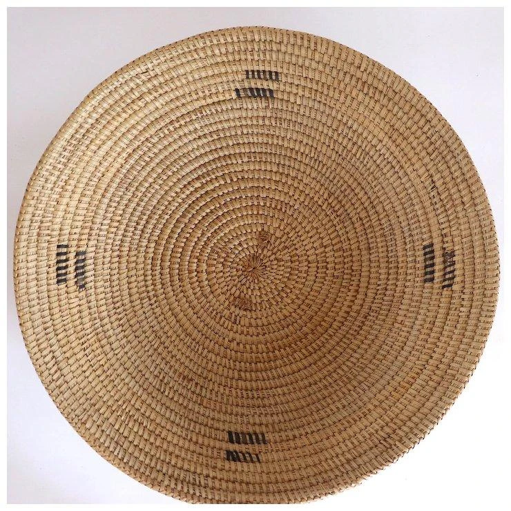 Large Native American Two-Color Geometric Coiled Basket Bowl / Lid 9 Large Native American Two-Color Geometric Coiled Basket Bowl / Lid - Image 7