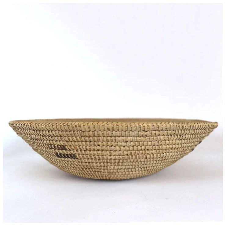 Large Native American Two-Color Geometric Coiled Basket Bowl / Lid 4 Large Native American Two-Color Geometric Coiled Basket Bowl / Lid - Image 2