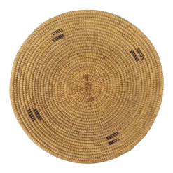 Large Native American Two-Color Geometric Coiled Basket Bowl / Lid