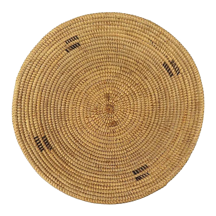 Large Native American Two-Color Geometric Coiled Basket Bowl / Lid 3 Large Native American Two-Color Geometric Coiled Basket Bowl / Lid