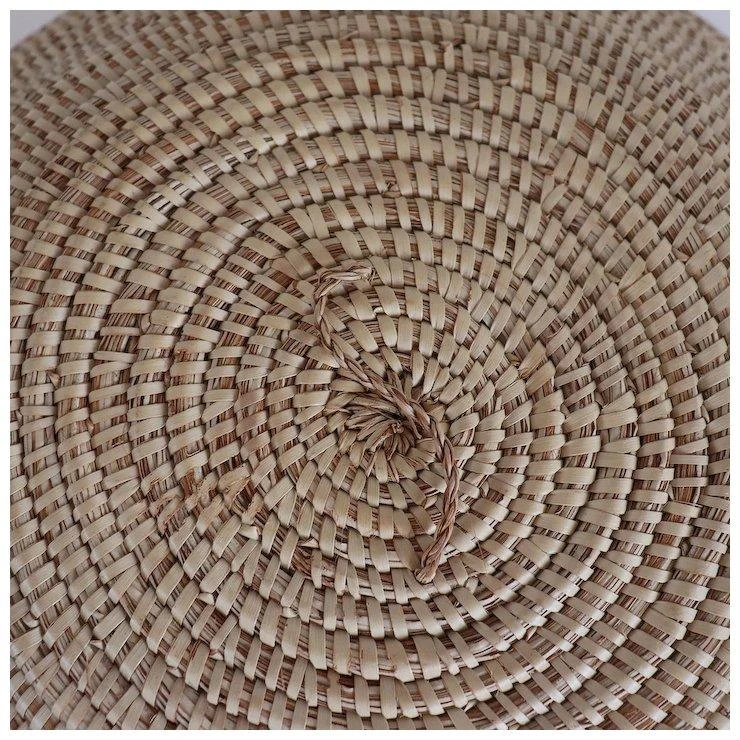 Large Native American Two-Color Geometric Coiled Basket Bowl / Lid 7 Large Native American Two-Color Geometric Coiled Basket Bowl / Lid - Image 5