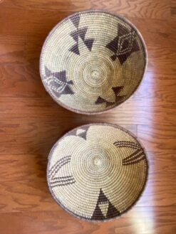 Large Papago Basketry Bowls With Rare Hand-Stitched Hide Bottom - Set Of 2 -CHAIRISH Shop large papago basketry bowls with rare hand stitched hide bottom set of 2 5323