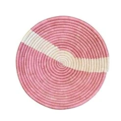 Large Round Woven African Hanging Wall Basket In Pink And Cream -CHAIRISH Shop large round woven african hanging wall basket in pink and cream 3547