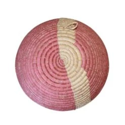 Large Round Woven African Hanging Wall Basket In Pink And Cream -CHAIRISH Shop large round woven african hanging wall basket in pink and cream 3722