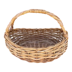 Large Rustic European Woven Rattan/Wicker Gathering Basket