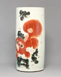 Late 19th Century Chinese Qing Foo Dog Porcelain Umbrella Holder In Iron Red -CHAIRISH Shop late 19th century chinese qing foo dog porcelain umbrella holder in iron red 6142