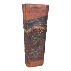 Late 19th Century Japanese Tokoname Terra Cotta Pottery Umbrella Stand