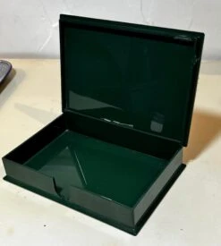 Late 20th Century Vintage "Wood Duck" Green Lacquer Box With Wood Inlay -CHAIRISH Shop late 20th century vintage wood duck green lacquer box with wood inlay 0094