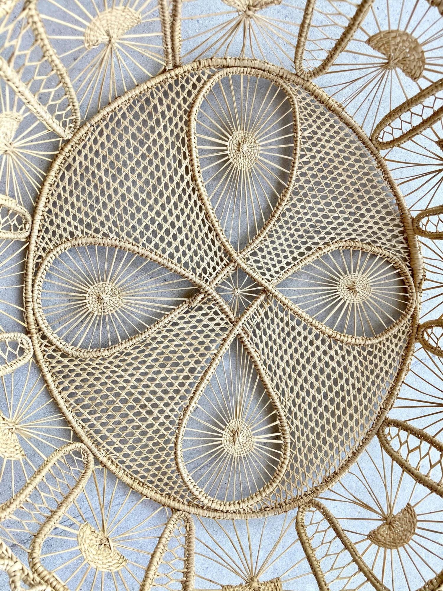 Late Mid-Century Handwoven Raffia “Teneriffe Lace” Basket 9 Late Mid-Century Handwoven Raffia “Teneriffe Lace” Basket - Image 7