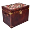 Leather Covered Trunk With Vintage Hardware And Kilim On Top Panel -CHAIRISH Shop leather covered trunk with vintage hardware and kilim on top panel 3586