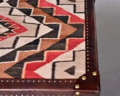 Leather Covered Trunk With Vintage Hardware And Kilim On Top Panel 21 Leather Covered Trunk With Vintage Hardware And Kilim On Top Panel -CHAIRISH Shop leather covered trunk with vintage hardware and kilim on top panel 9423