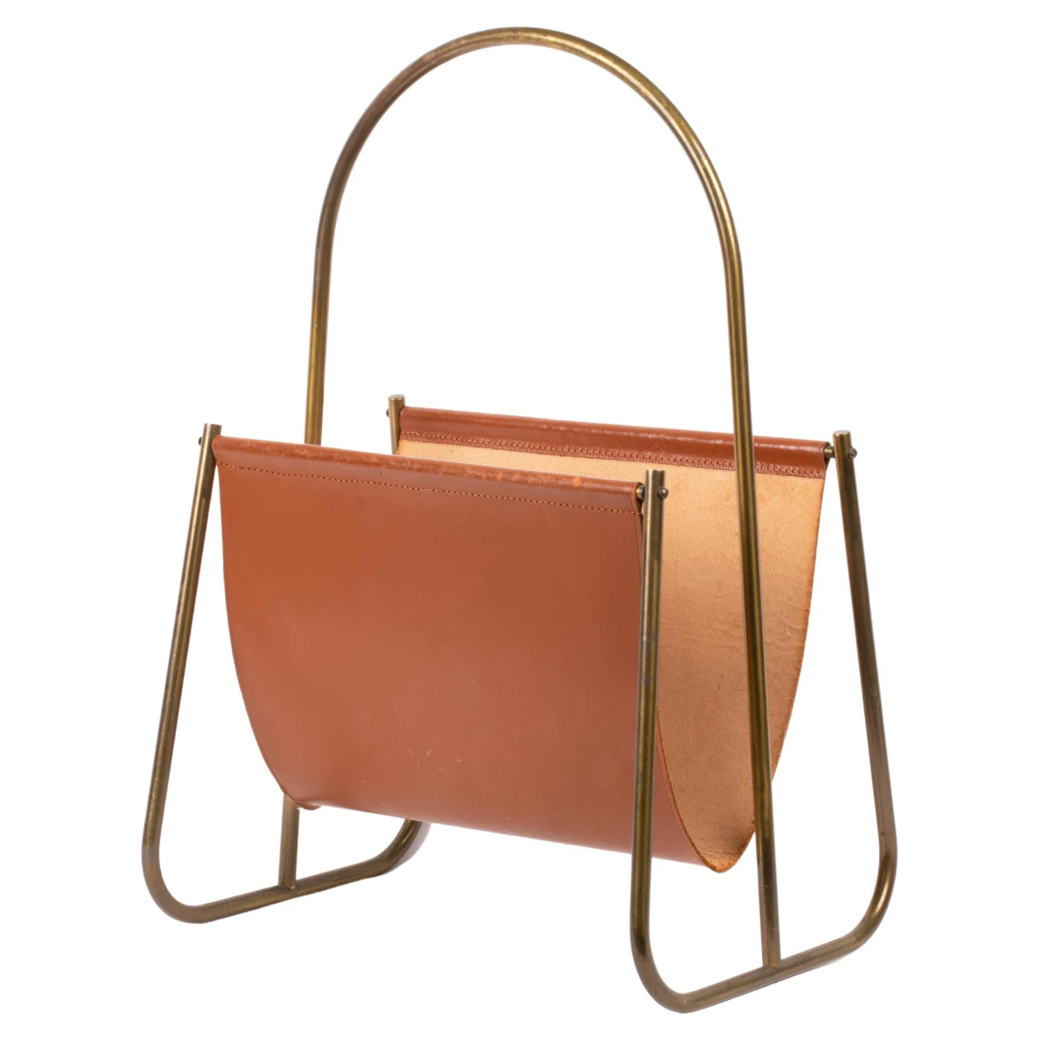 Leather Magazine Rack From Carl Auböck, Austria, 1960s 8 Leather Magazine Rack From Carl Auböck, Austria, 1960s - Image 6