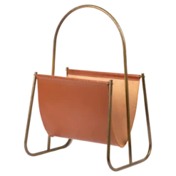 Leather Magazine Rack From Carl Auböck, Austria, 1960s