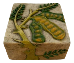 Marble & Polychrome Box With Foliage Decor, 1960s
