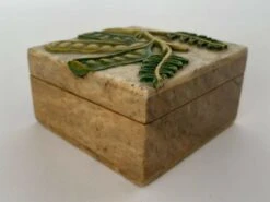Marble & Polychrome Box With Foliage Decor, 1960s -CHAIRISH Shop marble and polychrome box with foliage decor 1960s 4427