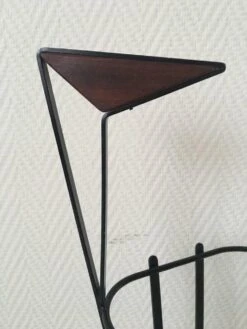 Metal And Teak Tripod Umbrella Stand In Style Of Mathieu Matégot, 1950s -CHAIRISH Shop metal and teak tripod umbrella stand in style of mathieu mategot 1950s 4747