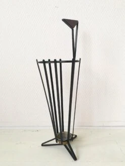 Metal And Teak Tripod Umbrella Stand In Style Of Mathieu Matégot, 1950s -CHAIRISH Shop metal and teak tripod umbrella stand in style of mathieu mategot 1950s 5578