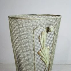 Metal Umbrella Stand With Embellished Leaf, 1950s -CHAIRISH Shop metal umbrella stand with embellished leaf 1950s 3469