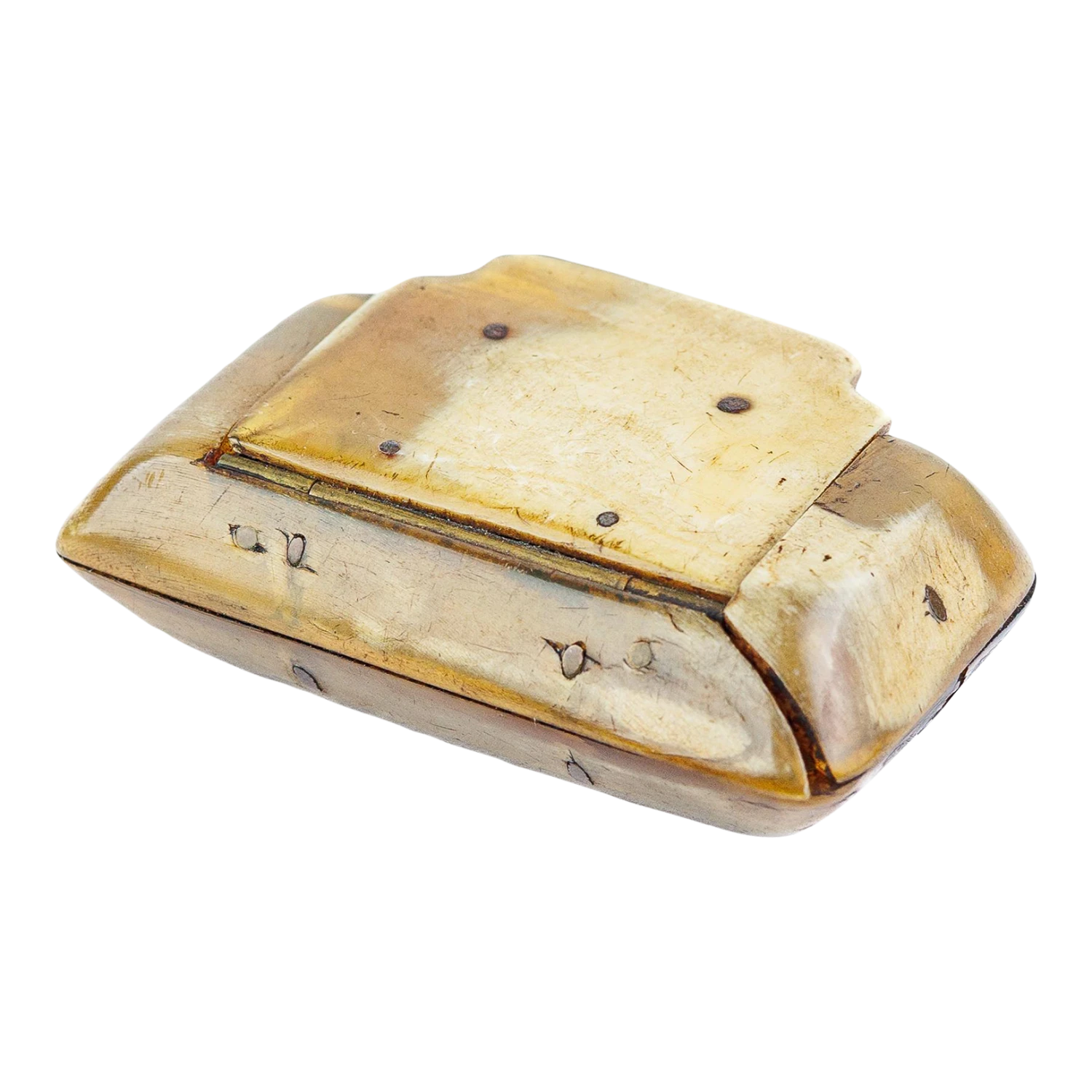 Mid 19th Century Antique Horn Oval Covered Snuff Box With Removable Lid 3 Mid 19th Century Antique Horn Oval Covered Snuff Box With Removable Lid