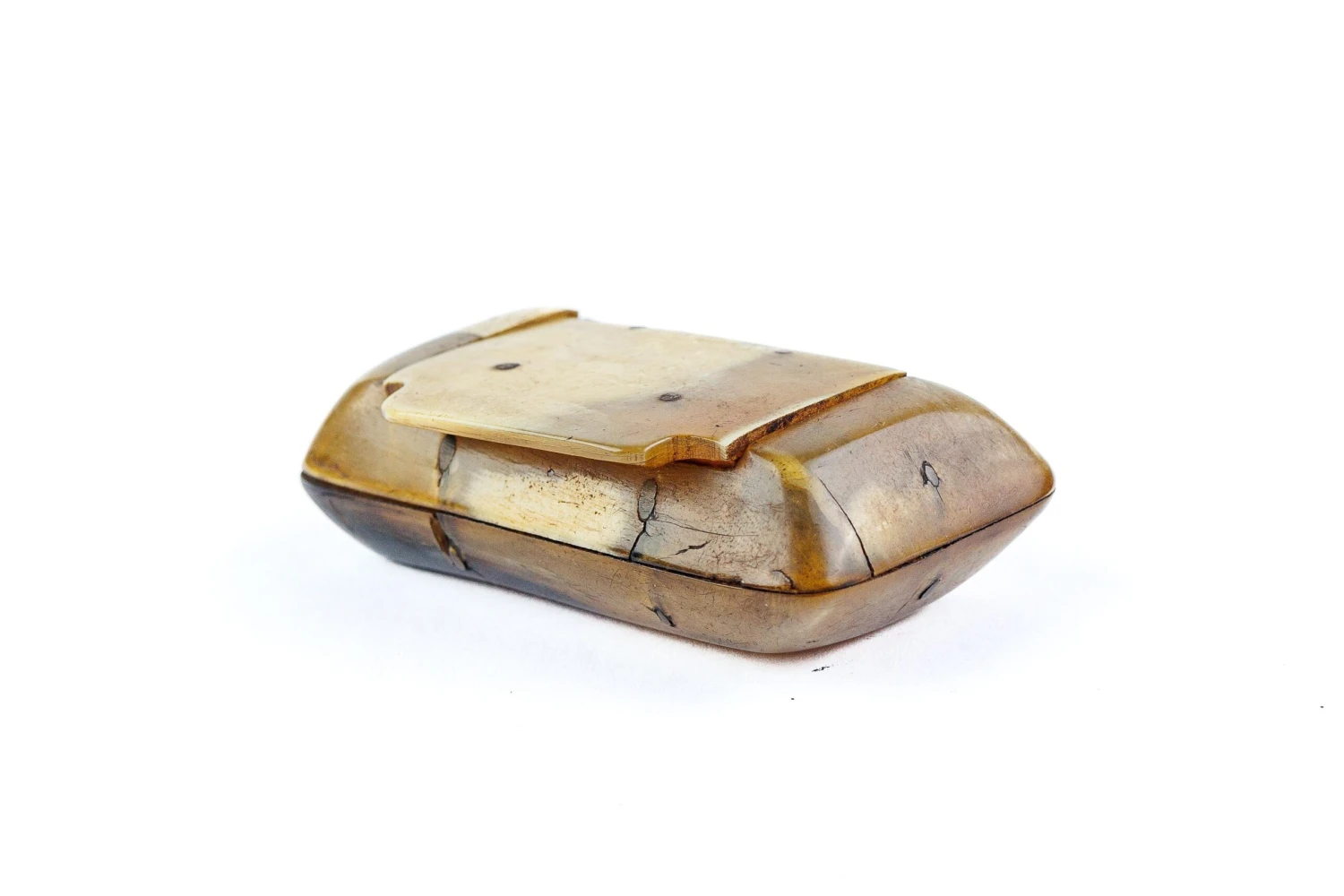 Mid 19th Century Antique Horn Oval Covered Snuff Box With Removable Lid 7 Mid 19th Century Antique Horn Oval Covered Snuff Box With Removable Lid - Image 5