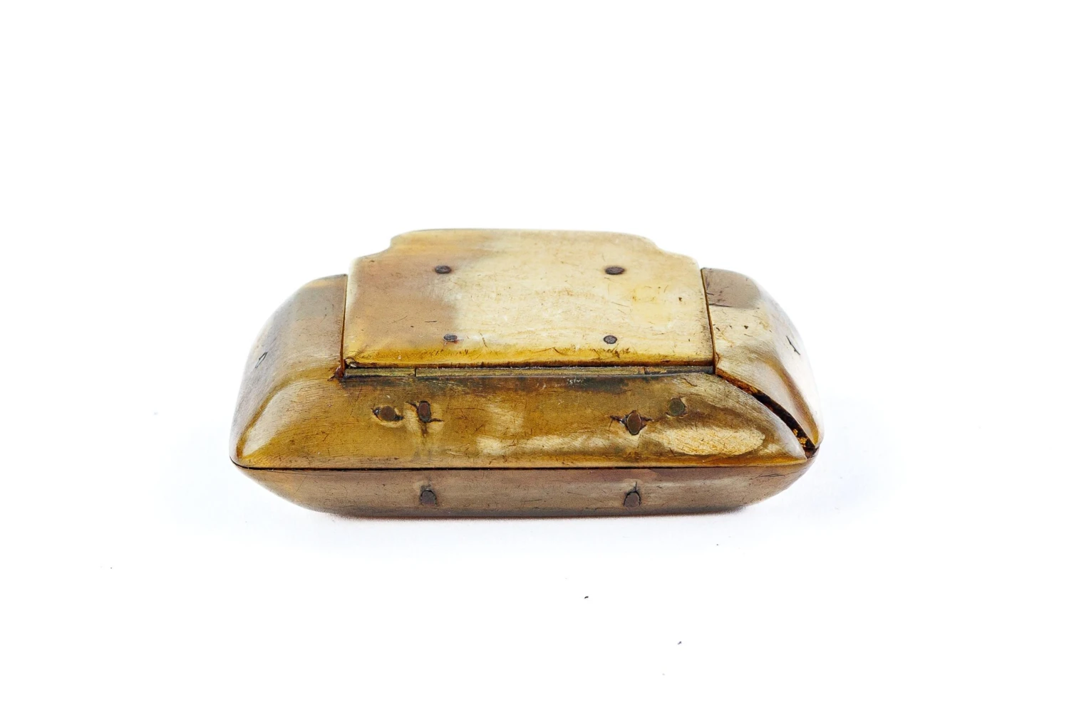Mid 19th Century Antique Horn Oval Covered Snuff Box With Removable Lid 4 Mid 19th Century Antique Horn Oval Covered Snuff Box With Removable Lid - Image 2