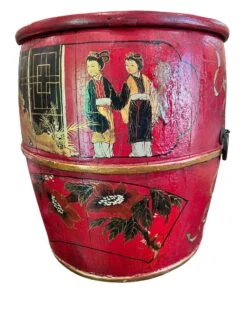 Mid 20th Century Chinese Round Red Lacquer Container -CHAIRISH Shop mid 20th century chinese round red lacquer container 0168