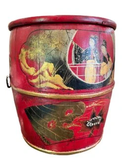 Mid 20th Century Chinese Round Red Lacquer Container -CHAIRISH Shop mid 20th century chinese round red lacquer container 7374