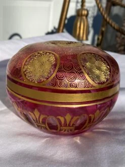 Mid 20th Century Cranberry Cut-To-Clear Bohemian Lidded Glass Box -CHAIRISH Shop mid 20th century cranberry cut to clear bohemian lidded glass box 3907