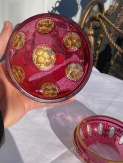 Mid 20th Century Cranberry Cut-To-Clear Bohemian Lidded Glass Box -CHAIRISH Shop mid 20th century cranberry cut to clear bohemian lidded glass box 6243