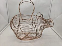 Mid 20th Century French Wire Egg Basket Copper Pig -CHAIRISH Shop mid 20th century french wire egg basket copper pig 0401