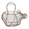 Mid 20th Century French Wire Egg Basket Copper Pig