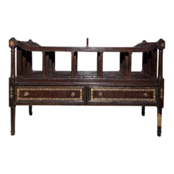 Mid-20th Century Large Canterbury Maitland-Smith Wood And Florentine Leather Magazine Rack