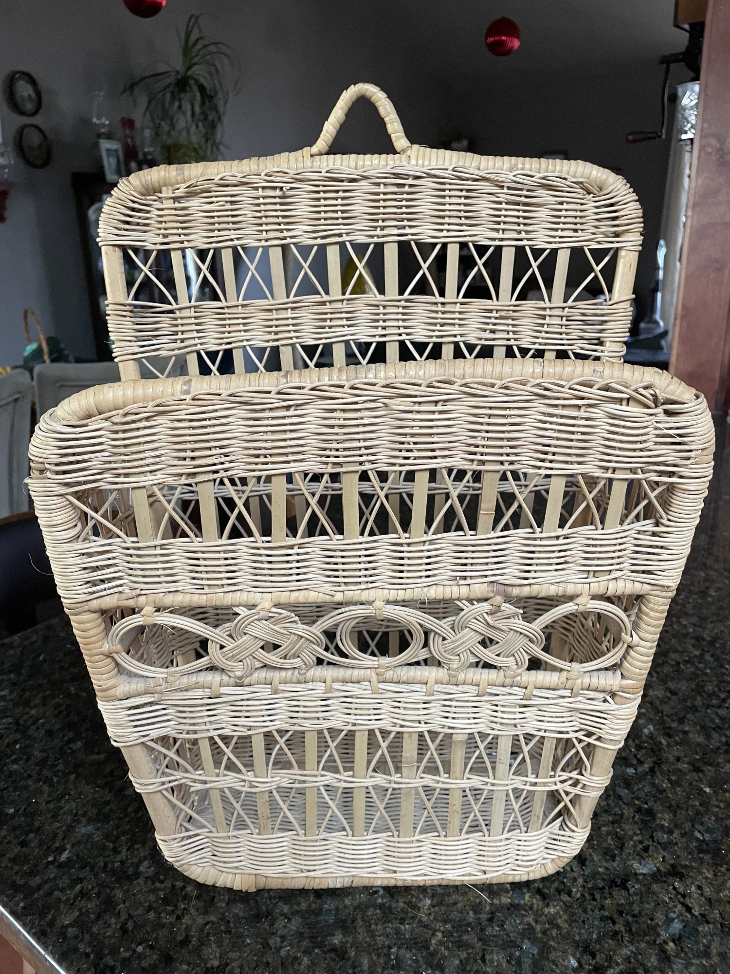 Mid 20th Century Mid Century Wicker Wall Basket 4 Mid 20th Century Mid Century Wicker Wall Basket - Image 2