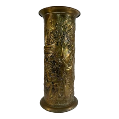 Mid 20th Century Vintage Brass English Repousse Umbrella Stand