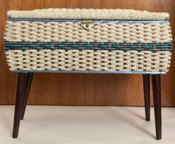 Mid 20th Century Wicker Sewing Box With Legs -CHAIRISH Shop mid 20th century wicker sewing box with legs 9350