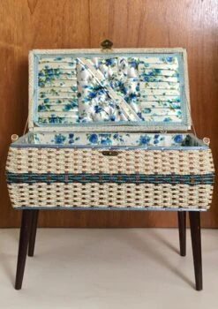 Mid 20th Century Wicker Sewing Box With Legs -CHAIRISH Shop mid 20th century wicker sewing box with legs 9505