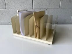 Mid Century 8 Slot Desktop / File / Paper Organizer, Refinished In Cream -CHAIRISH Shop mid century 8 slot desktop file paper organizer refinished in cream 1236