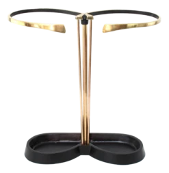 Mid-Century Aluminum And Brass Umbrella Stand In Style Of Carl Auböck, 1950s
