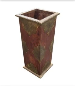 Mid-Century Arts And Crafts Mango Wood With Mounted Brass Sheeting Ornate Umbrella Stand -CHAIRISH Shop mid century arts and crafts mango wood with mounted brass sheeting ornate umbrella stand 3051