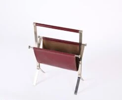 Mid-Century Chromed Steel And Red Leather Magazine Rack From Alessandro Albrizzi, 1970s -CHAIRISH Shop mid century chromed steel and red leather magazine rack from alessandro albrizzi 1970s 8030