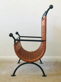 Mid Century French Leather And Steel Magazine Holder -CHAIRISH Shop mid century french leather and steel magazine holder 1404