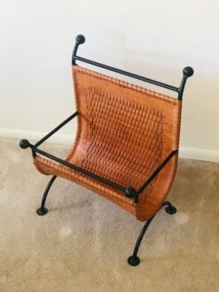 Mid Century French Leather And Steel Magazine Holder -CHAIRISH Shop mid century french leather and steel magazine holder 5499