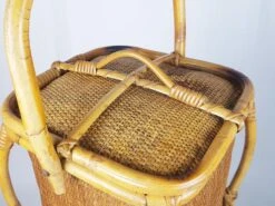 Mid-Century Italian Rush And Rattan Work Basket -CHAIRISH Shop mid century italian rush and rattan work basket 5407