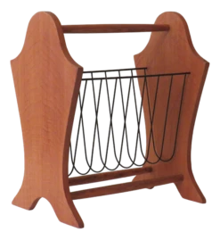Mid-Century Magazine Rack In Wood And Metal, Belgium, 1960s