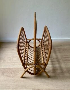 Mid-Century Modern Bamboo And Rattan Magazine Holder, 1960s -CHAIRISH Shop mid century modern bamboo and rattan magazine holder 1960s 0725