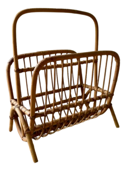 Front Page 12 Mid-Century Modern Bamboo And Rattan Magazine Holder, 1960s