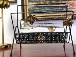 Mid-Century Modern Perforated Magazine/ Record Rack -CHAIRISH Shop mid century modern perforated magazine record rack 3694